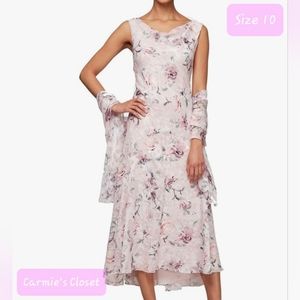 🔥NWT🔥OBO🔥 🟢 Alex Evenings Women's Sleeveless Printed Chiffon Dress Size 10